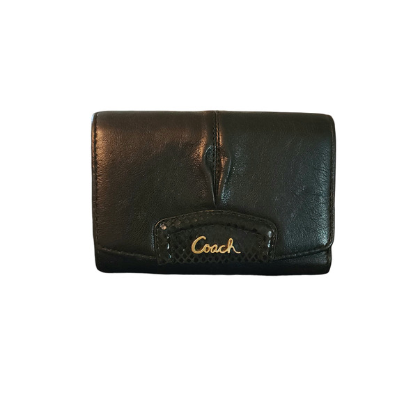 Coach Ashley black leather tri-fold wallet - Picture 1 of 8